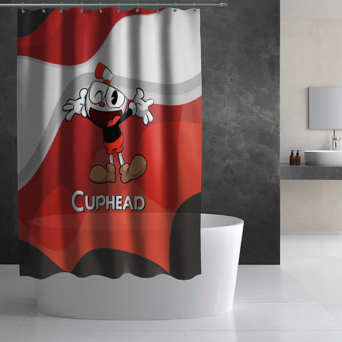Шторка для ванной Cuphead веселая красная чашечка / 3D-принт – фото 2