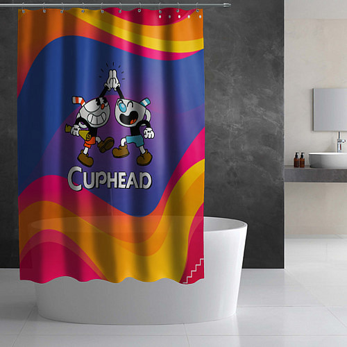 Шторка для ванной Веселые чашечки - Cuphead / 3D-принт – фото 2