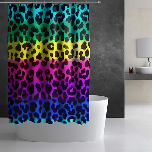Шторка для ванной Leopard Pattern Neon / 3D-принт – фото 2
