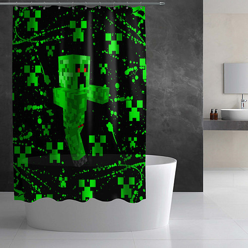 Шторка для ванной MINECRAFT - CREEPER МАЙНКРАФТ / 3D-принт – фото 2