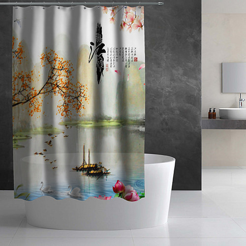 Шторка для ванной China Landscape / 3D-принт – фото 2