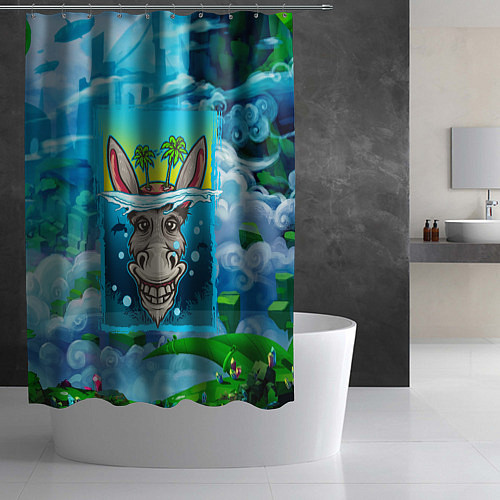 Шторка для ванной Голова осла в море / 3D-принт – фото 2