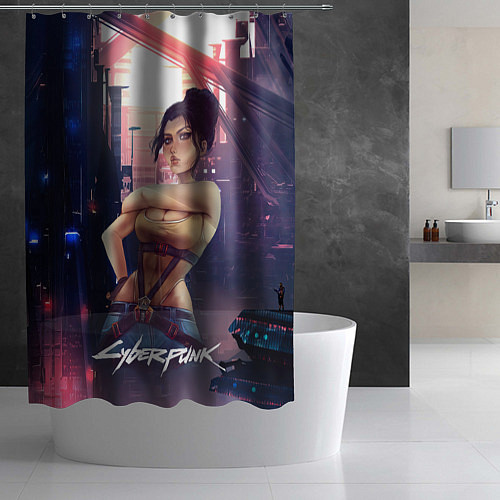 Шторка для ванной Панам рисунок Cyberpunk2077 / 3D-принт – фото 2