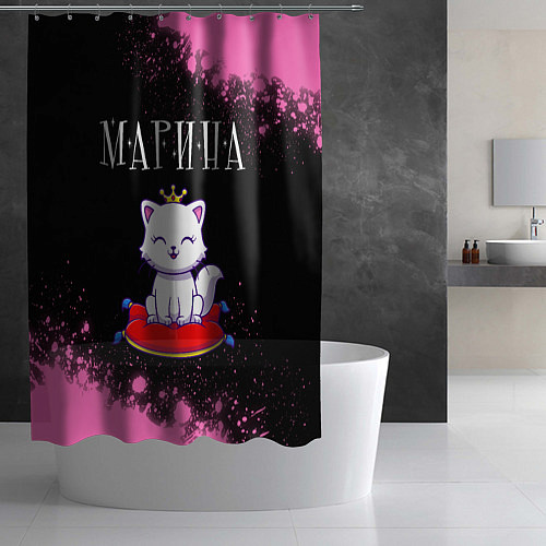 Шторка для ванной Марина - КОШКА - Брызги / 3D-принт – фото 2