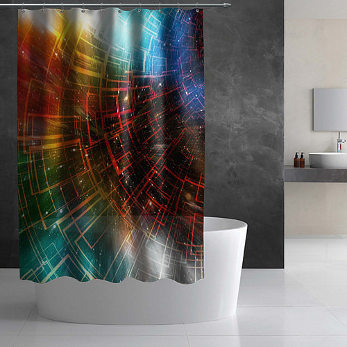 Шторка для ванной Portal - Neon Space - туннель из энергетических па / 3D-принт – фото 2