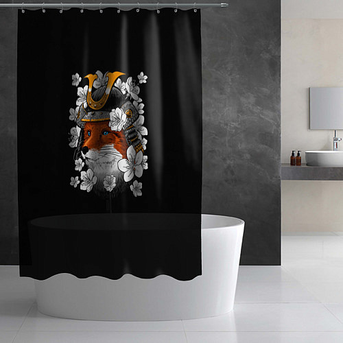 Шторка для ванной Лис Самурай / 3D-принт – фото 2
