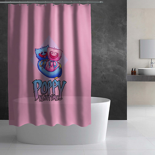 Шторка для ванной POPPY PLAYTIME - KISSY MISSY AND HAGGY WAGGY / 3D-принт – фото 2