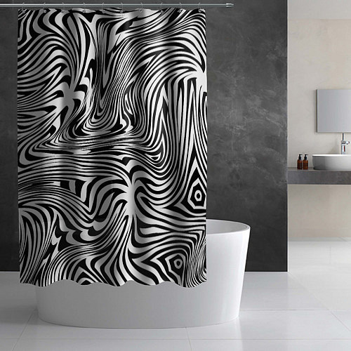 Шторка для ванной Сумасшедшая зебра Абстрактный узор с извилистыми л / 3D-принт – фото 2