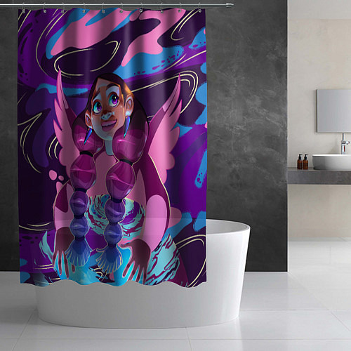 Шторка для ванной Розовый ангел с косами / 3D-принт – фото 2