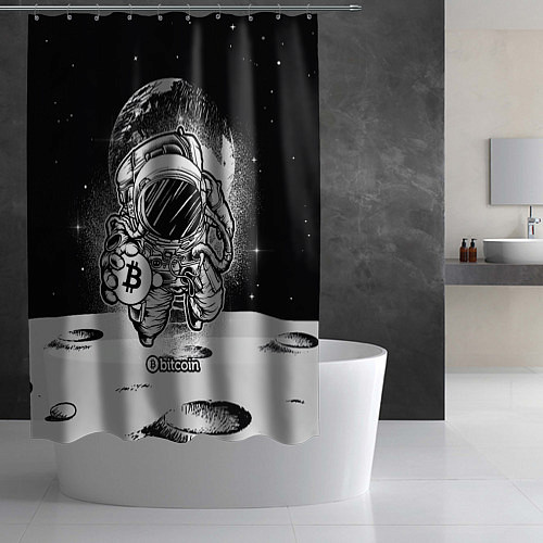 Шторка для ванной Космонавт с биткоином / 3D-принт – фото 2