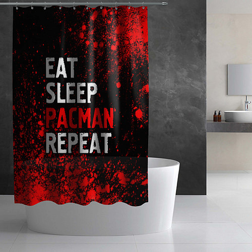 Шторка для ванной Eat Sleep Pacman Repeat Арт / 3D-принт – фото 2