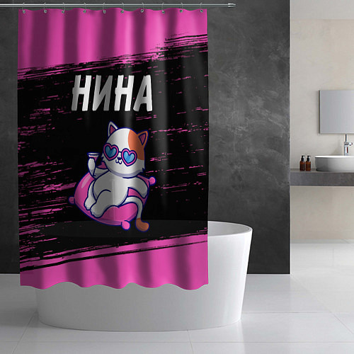 Шторка для ванной Нина - КОШЕЧКА - Краски / 3D-принт – фото 2