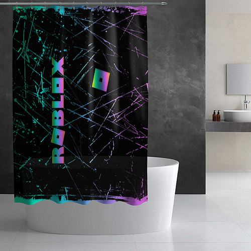 Шторка для ванной ROBLOX неоновый логотип / 3D-принт – фото 2