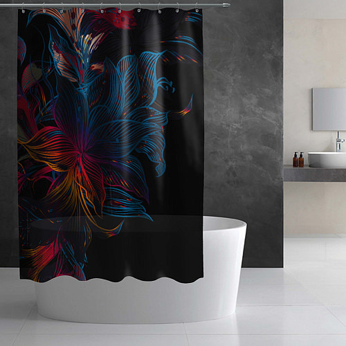 Шторка для ванной Радужные цветы / 3D-принт – фото 2