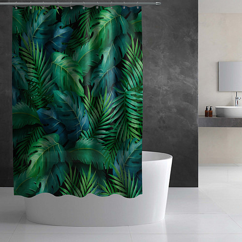 Шторка для ванной Green plants pattern / 3D-принт – фото 2