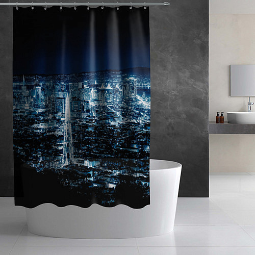 Шторка для ванной Ночной город night city / 3D-принт – фото 2