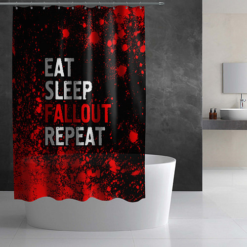 Шторка для ванной Eat Sleep Fallout Repeat Краска / 3D-принт – фото 2