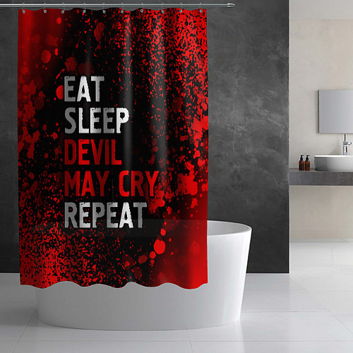 Шторка для ванной Eat Sleep Devil May Cry Repeat Арт / 3D-принт – фото 2