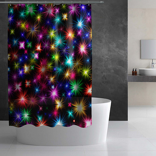 Шторка для ванной ЦВЕТНЫЕ ЗВЕЗДЫ COLORED STARS / 3D-принт – фото 2