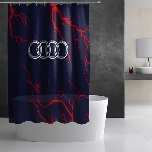 Шторка для ванной Символ AUDI на фоне грозы / 3D-принт – фото 2