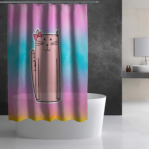 Шторка для ванной Розовая кошечка / 3D-принт – фото 2