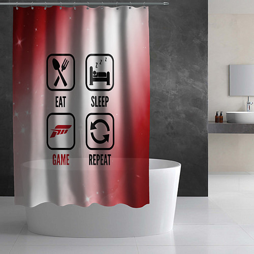 Шторка для ванной Eat Sleep Forza Horizon Repeat / 3D-принт – фото 2
