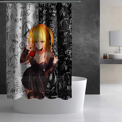Шторка для ванной Миса с яблоком Тетрадь смерти / 3D-принт – фото 2