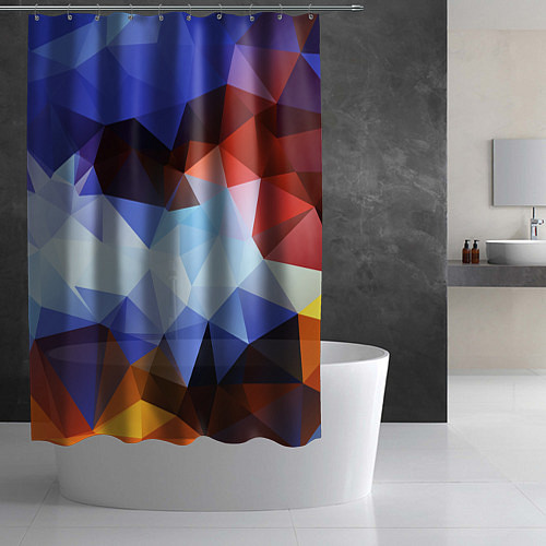 Шторка для ванной Абстрактный цветной узор из треугольников Abstract / 3D-принт – фото 2