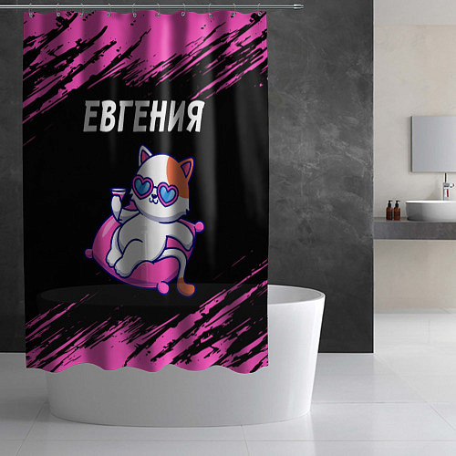 Шторка для ванной Евгения - КОШЕЧКА - Краски / 3D-принт – фото 2