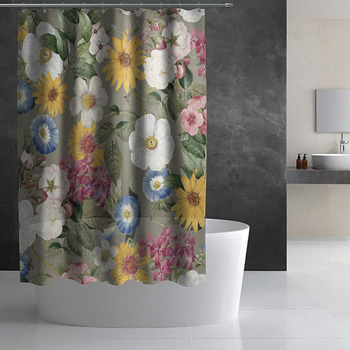 Шторка для ванной Цветы Красочный Вечерний Узор / 3D-принт – фото 2