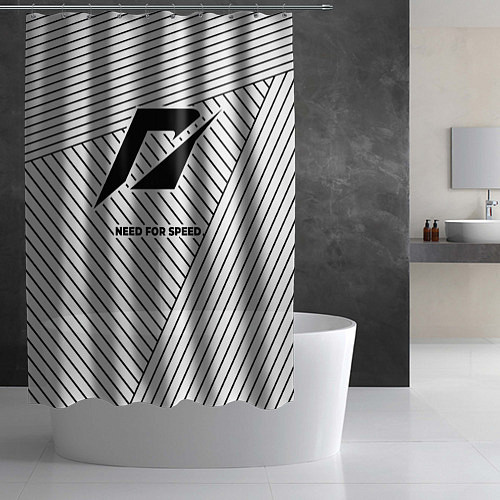 Шторка для ванной Символ Need for Speed на светлом фоне с полосами / 3D-принт – фото 2