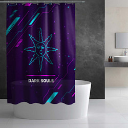 Шторка для душа Символ Dark Souls Sun в неоновых цветах на темном, цвет: 3D-принт — фото 2
