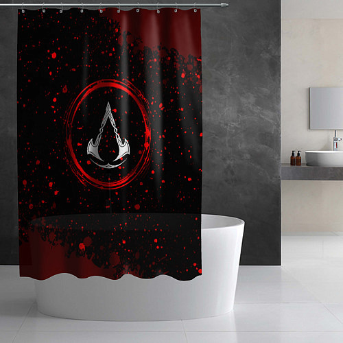 Шторка для ванной Символ Assassins Creed и краска вокруг на темном ф / 3D-принт – фото 2