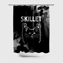Шторка для душа Группа Skillet и Рок Кот, цвет: 3D-принт