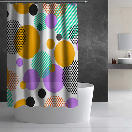 Шторка для ванной GEOMETRIC INTERSECTING CIRCLES / 3D-принт – фото 2
