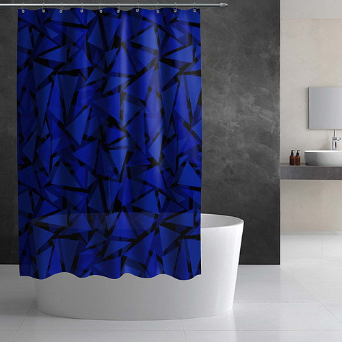 Шторка для ванной Синие треугольники-геометрический узор / 3D-принт – фото 2