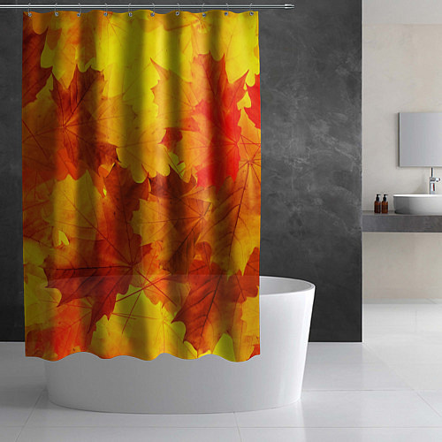 Шторка для ванной Желтые-листья / 3D-принт – фото 2