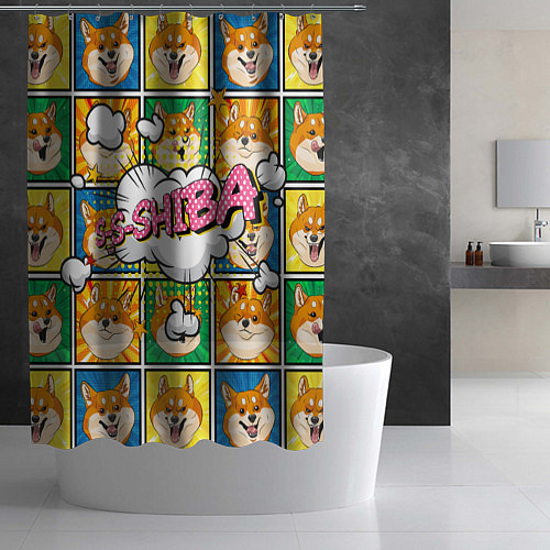 Шторка для ванной Pop art shiba inu / 3D-принт – фото 2