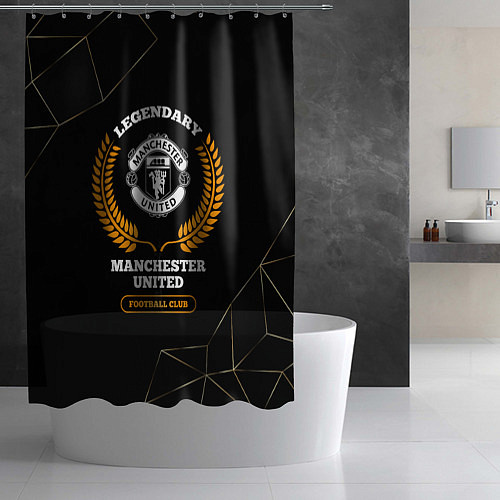 Шторка для ванной Лого Manchester United и надпись Legendary Footbal / 3D-принт – фото 2