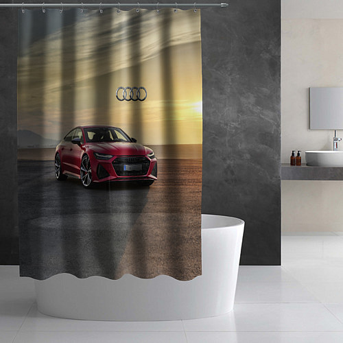 Шторка для ванной Audi RS 7 на закате солнца Audi RS 7 at sunset / 3D-принт – фото 2