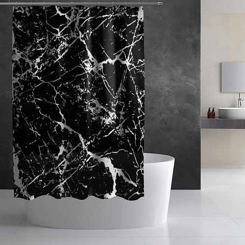 Шторка для ванной Текстура чёрного мрамора Texture of black marble / 3D-принт – фото 2