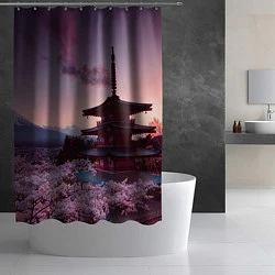 Шторка для душа Цветение сакуры в Японии, цвет: 3D-принт — фото 2