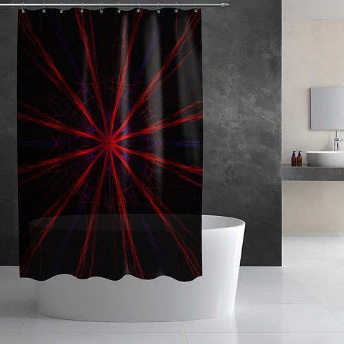 Шторка для ванной Красный эфир 3D - абстракция / 3D-принт – фото 2