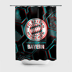 Шторка для душа Bayern FC в стиле Glitch на темном фоне, цвет: 3D-принт