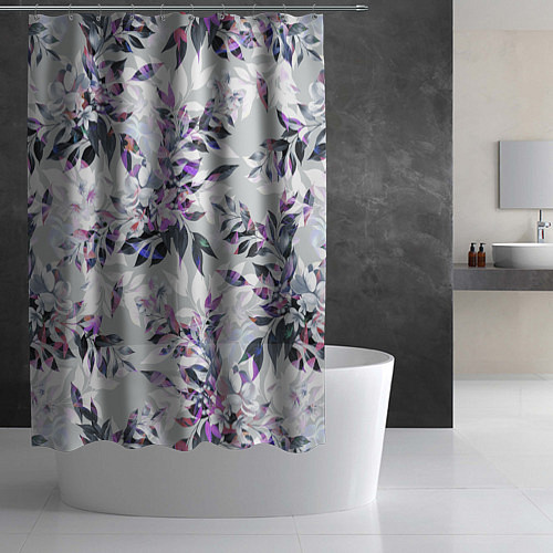 Шторка для ванной Цветы Серый Букет / 3D-принт – фото 2