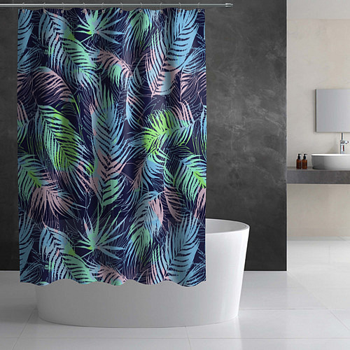 Шторка для ванной Разноцветные Листья Пальм / 3D-принт – фото 2