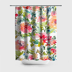 Шторка для душа Floral pattern Watercolour Summer, цвет: 3D-принт