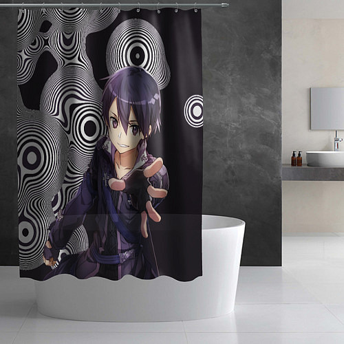 Шторка для ванной Кирито-черный мальчик / 3D-принт – фото 2