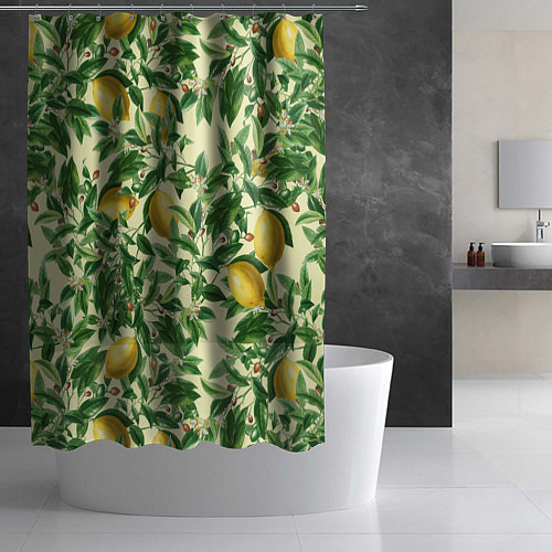 Шторка для ванной Лимоны На Ветках / 3D-принт – фото 2