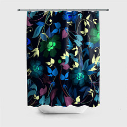 Шторка для душа Color summer night Floral pattern, цвет: 3D-принт